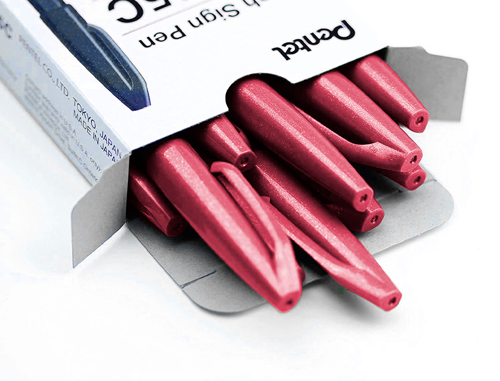 CANETA PINCEL PENTEL TOUCH PARA CALIGRAFIA COR VERMELHO VINHO