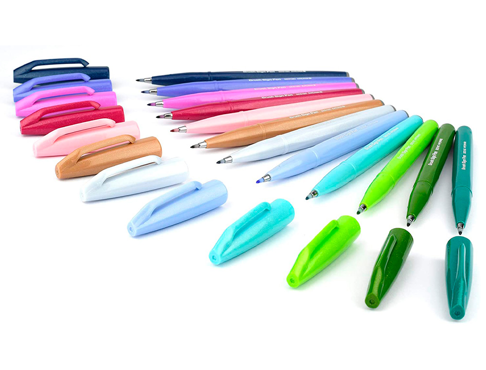 CANETA PINCEL PENTEL TOUCH PARA CALIGRAFIA COR VERMELHO VINHO