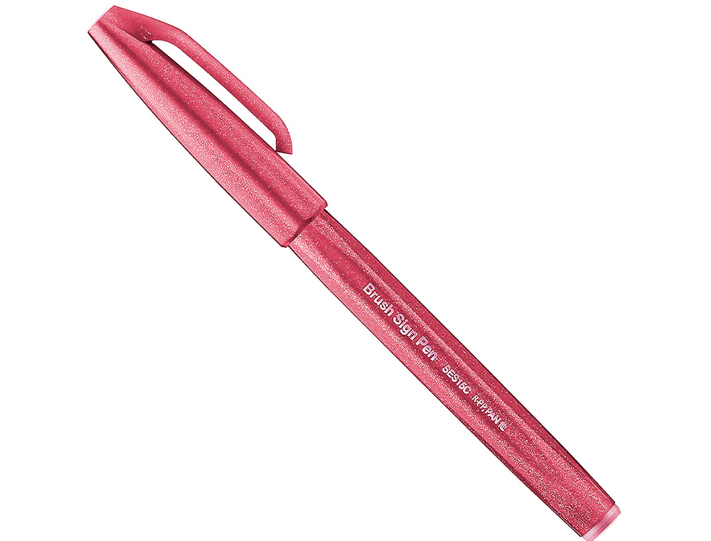 CANETA PINCEL PENTEL TOUCH PARA CALIGRAFIA COR VERMELHO VINHO
