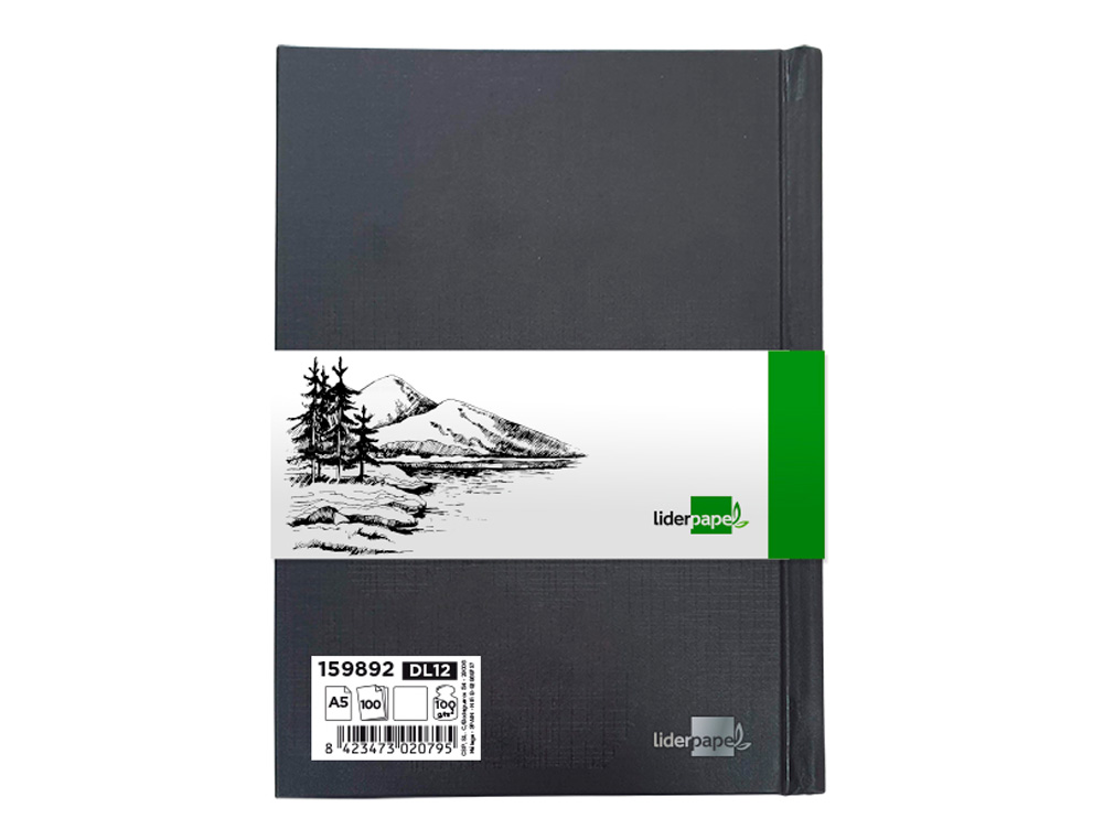 CADERNO DIARIO ENCADERNADO LIDERPAPEL DIN A5 210X148 MM 100 FOLHAS 100 GR COR PRETA