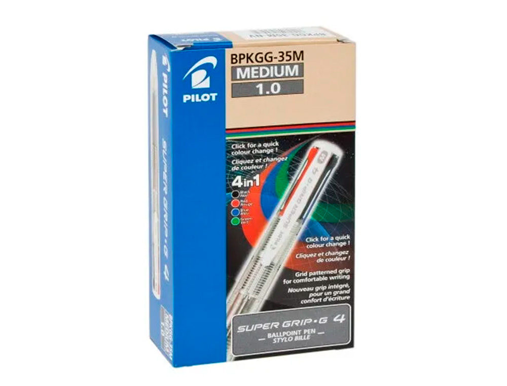 ESFEROGRAFICA PILOT SUPERGRIP G 4 CORES RETRATIL TINTA BASE DE OLEO CORPO COR ROSA
