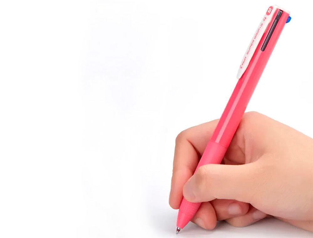 ESFEROGRAFICA PILOT SUPERGRIP G 4 CORES RETRATIL TINTA BASE DE OLEO CORPO COR ROSA