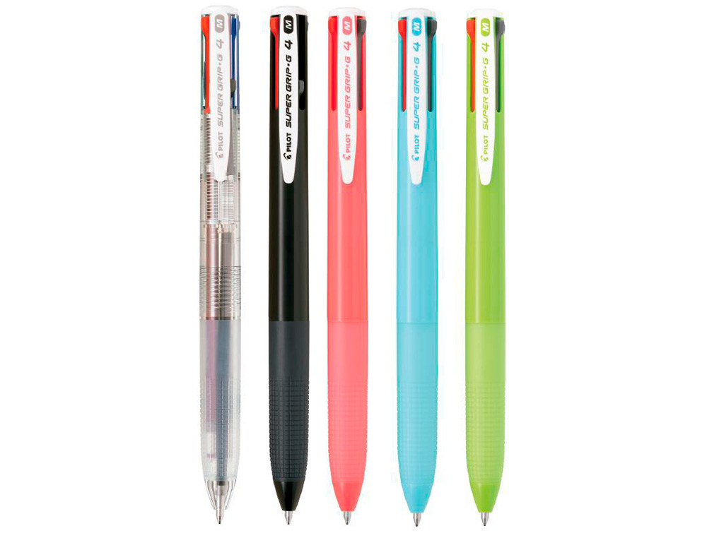 ESFEROGRAFICA PILOT SUPERGRIP G 4 CORES RETRATIL TINTA BASE DE OLEO CORPO COR ROSA