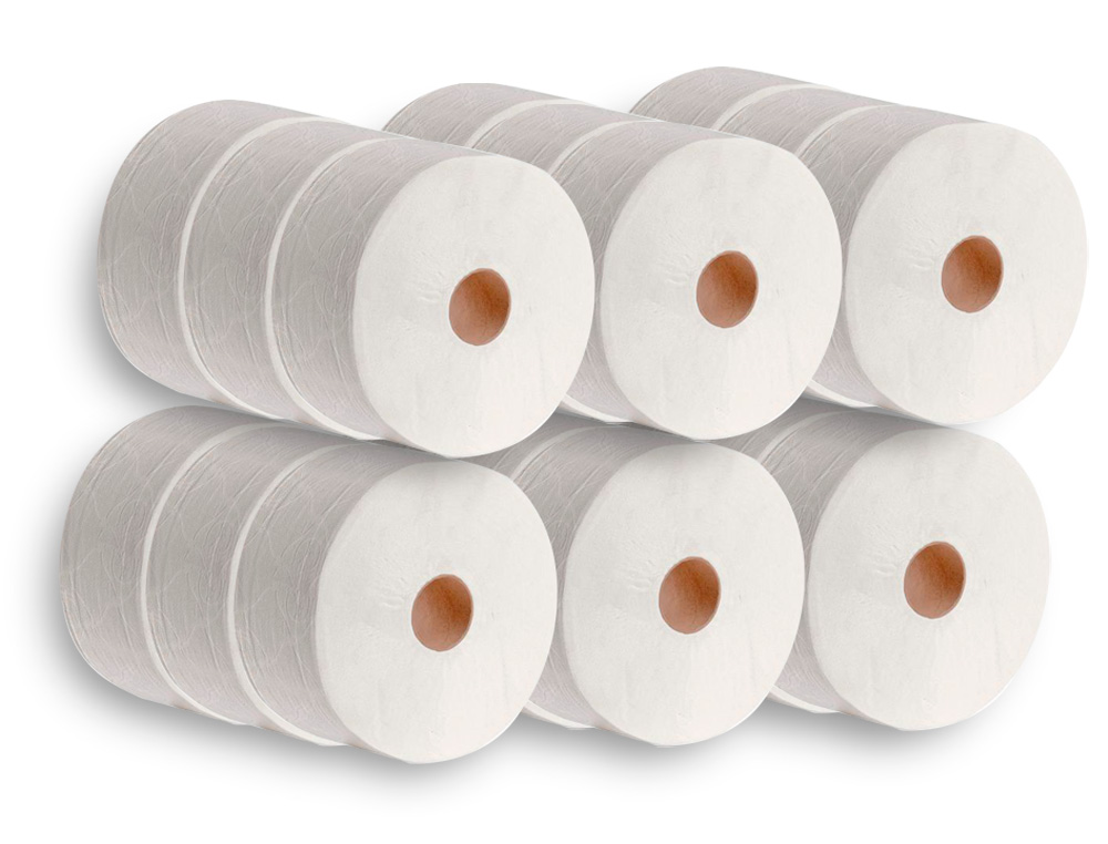 PAPEL HIGIENICO DAHI JUMBO 2 FOLHAS CELULOSE BRANCA 140 MT MANDRIL 45 MM PACK DE 18 ROLOS
