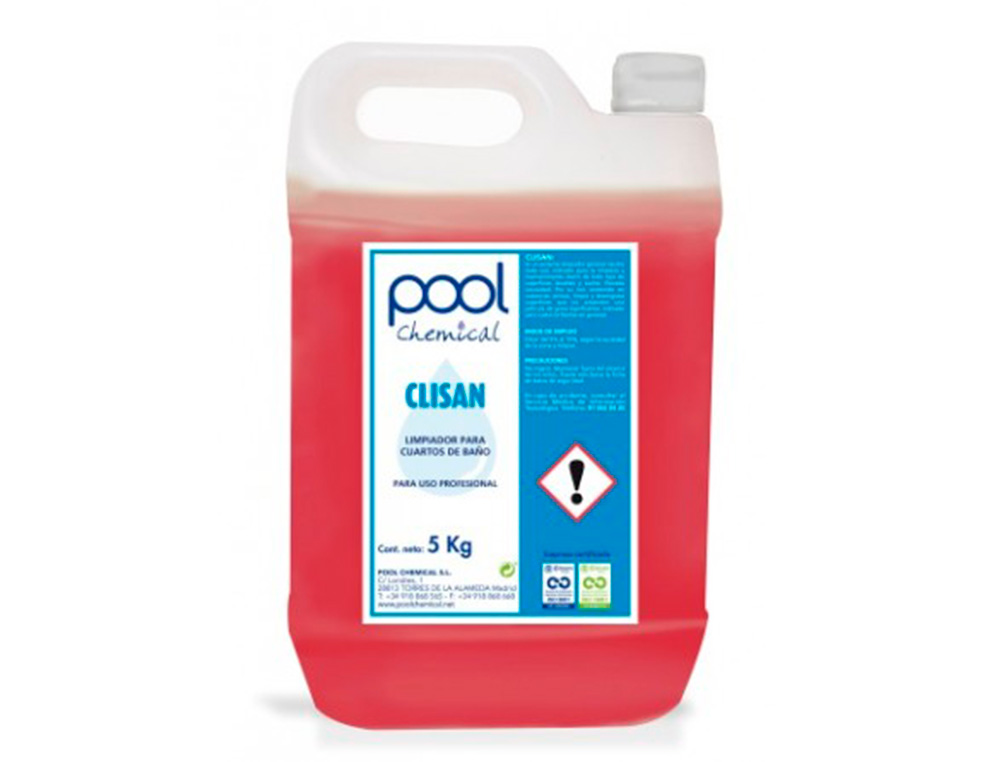 LIQUIDO DE LIMPEZA CASAS DE BANHO POOL CHEMICAL CLISAN ANTICALCARIO GARRAFA 5 LITROS