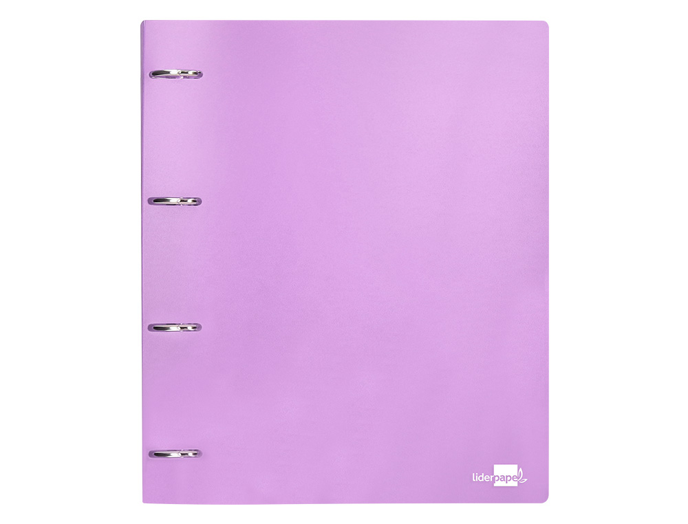 PASTA LIDERPAPEL POLIPROPILENO DIN A4 4 ANEIS MISTOS 40 MM LAVANDA OPACO