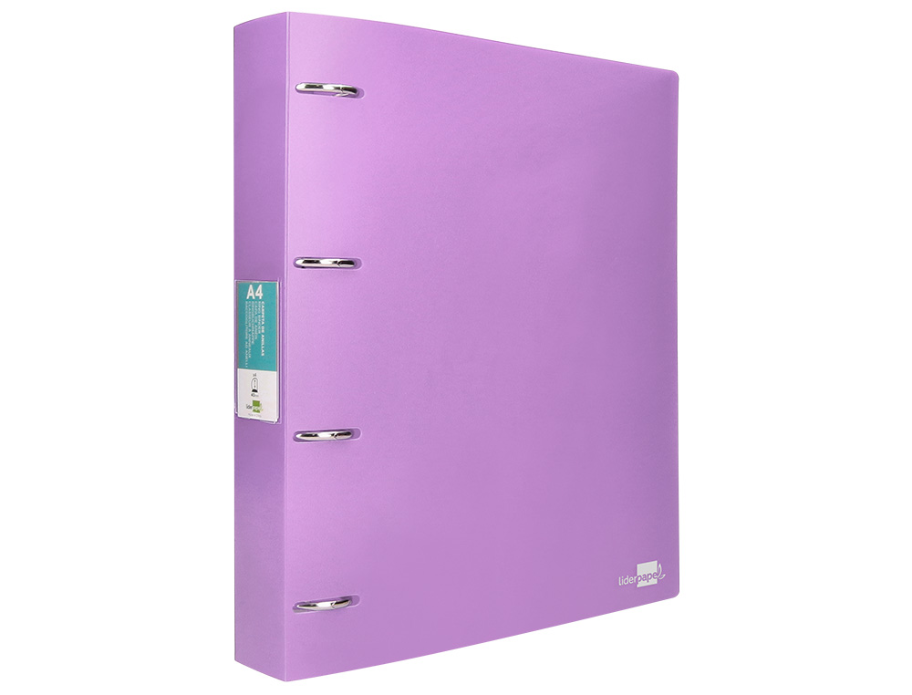 PASTA LIDERPAPEL POLIPROPILENO DIN A4 4 ANEIS MISTOS 40 MM LAVANDA OPACO