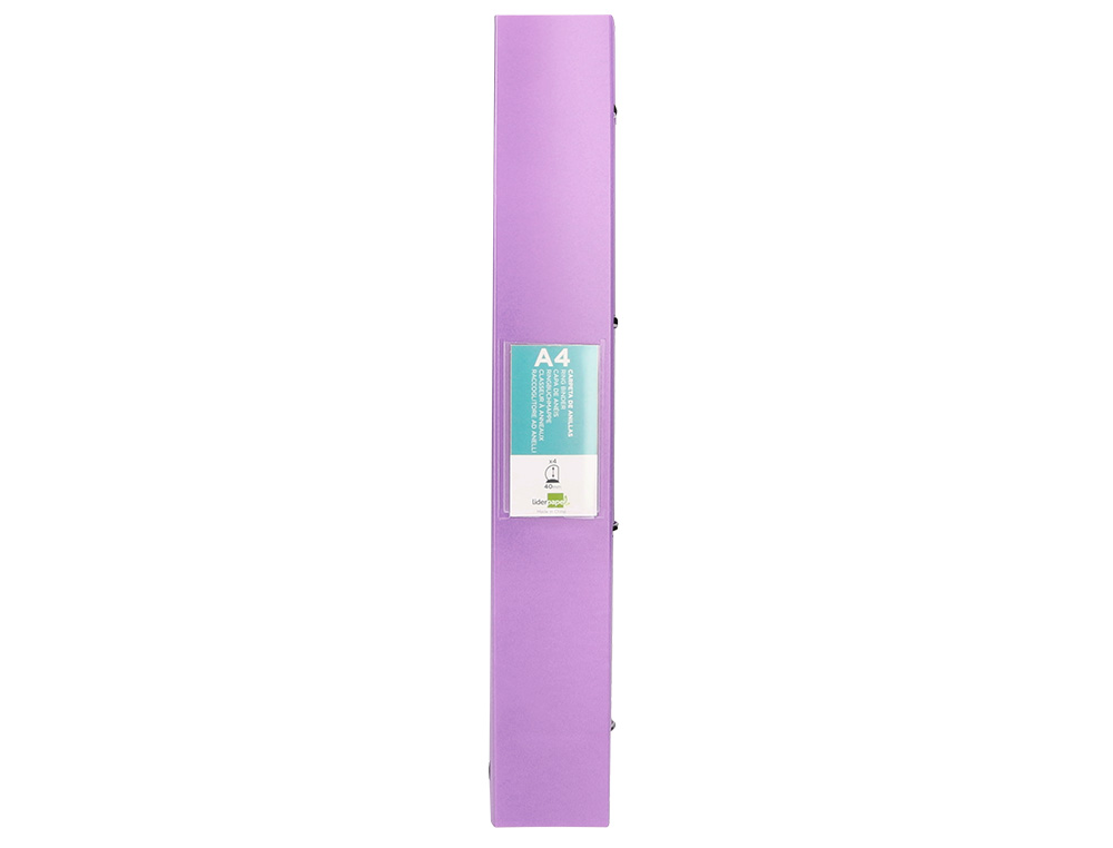 PASTA LIDERPAPEL POLIPROPILENO DIN A4 4 ANEIS MISTOS 40 MM LAVANDA OPACO