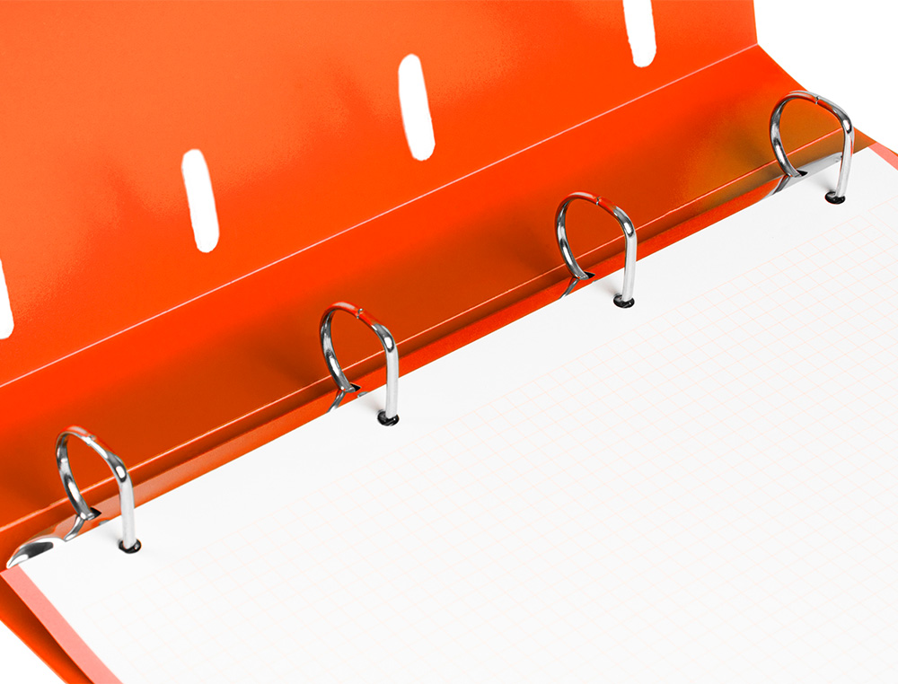 PASTA LIDERPAPEL COM RECARGA POLIPROPILENO DIN A4 4 ANEIS 25MM QUADRICULA 5MM LARANJA OPACO