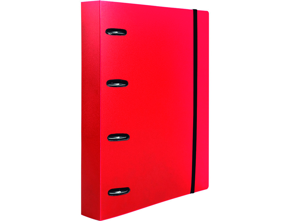 PASTA LIDERPAPEL COM RECARGA POLIPROPILENO DIN A4 4 ANEIS 40MM QUADRICULA 5MM VERMELHO TRANSLUCIDO
