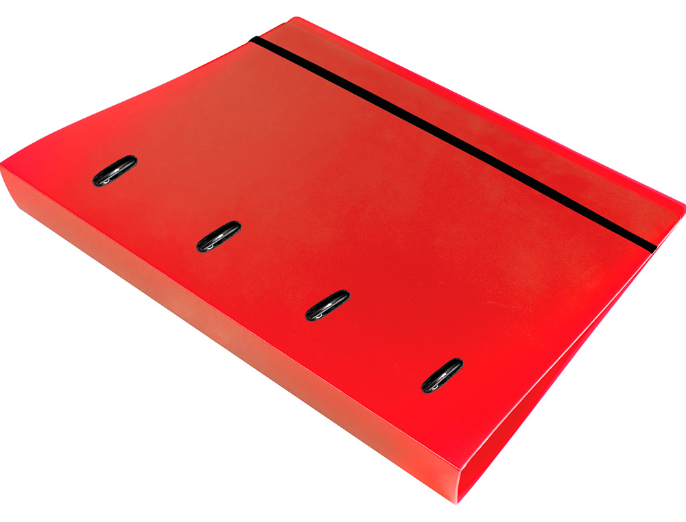 PASTA LIDERPAPEL COM RECARGA POLIPROPILENO DIN A4 4 ANEIS 40MM QUADRICULA 5MM VERMELHO TRANSLUCIDO