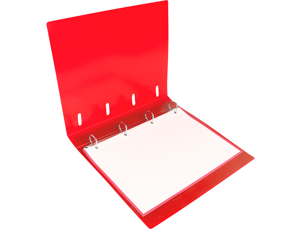 PASTA LIDERPAPEL COM RECARGA POLIPROPILENO DIN A4 4 ANEIS 40MM QUADRICULA 5MM VERMELHO TRANSLUCIDO
