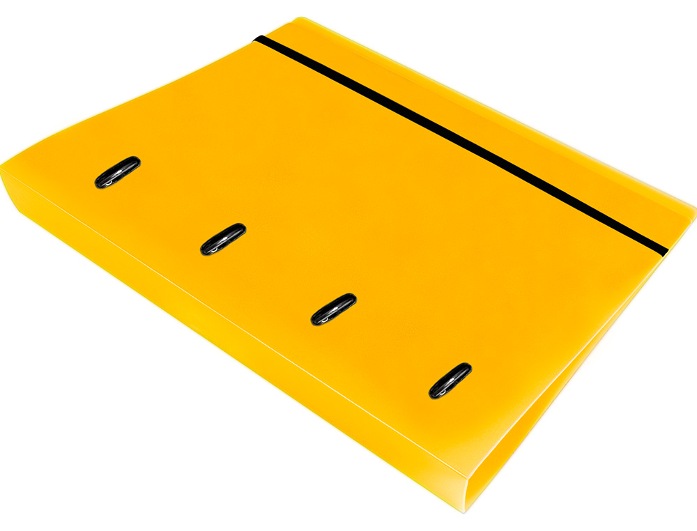 PASTA LIDERPAPEL COM RECARGA POLIPROPILENO DIN A4 4 ANEIS 40MM QUADRICULA 5MM AMARELO OPACO