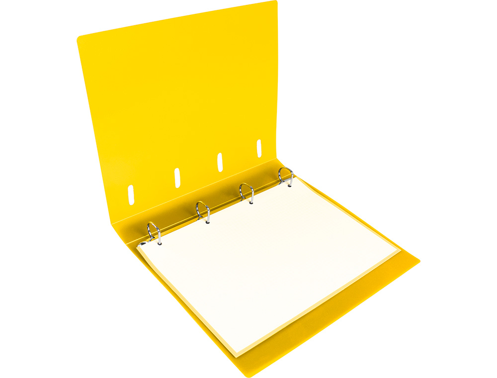 PASTA LIDERPAPEL COM RECARGA POLIPROPILENO DIN A4 4 ANEIS 40MM QUADRICULA 5MM AMARELO OPACO