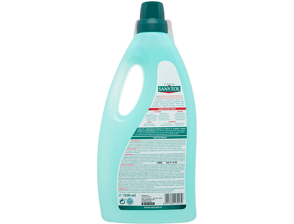 DETERGENTE DESEMFETANTE SANYTOL LIMPEZA DOMESTICA MULTISUPERFICIES FRASCO DE 1200 ML