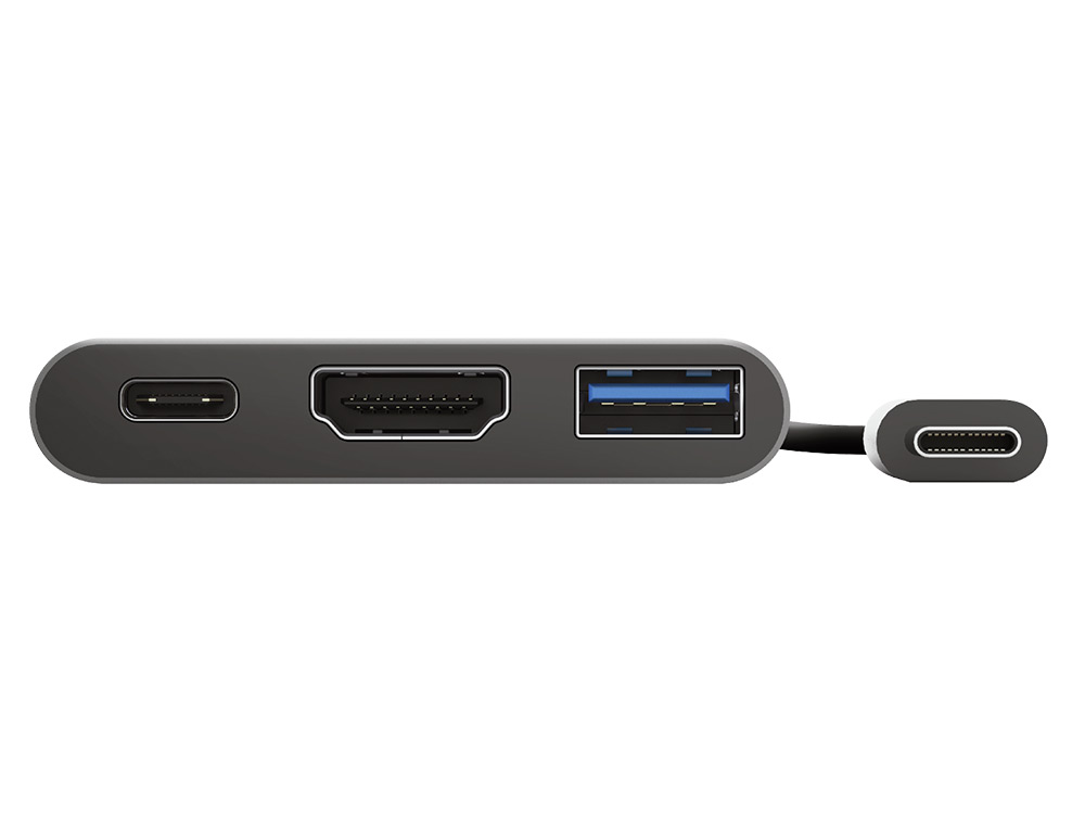 ADAPTADOR TRUST DALYX 3 EM 1 MULTIPORT USB-C / USB-A USB-C HDMI 2.0 COR ALUMINIO