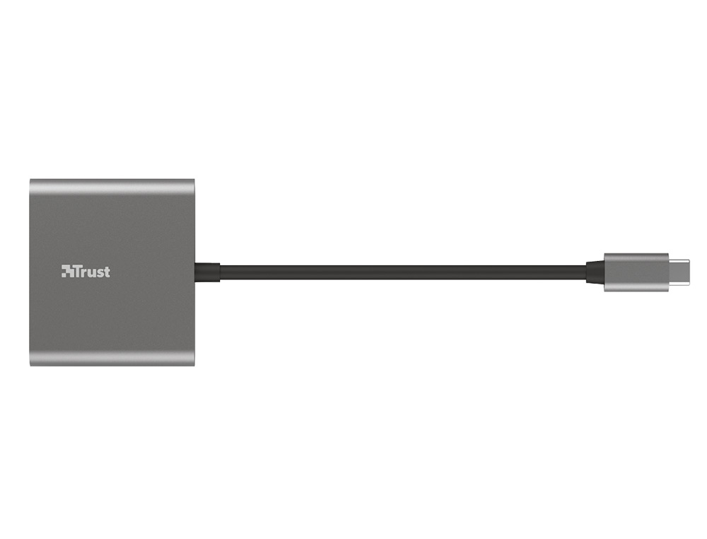 ADAPTADOR TRUST DALYX 3 EM 1 MULTIPORT USB-C / USB-A USB-C HDMI 2.0 COR ALUMINIO