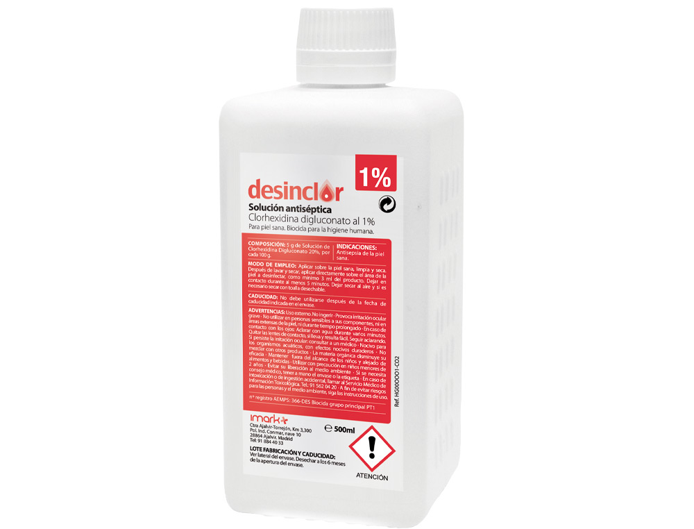 SOLUCAO ANTISSEPTICA CLOREXIDINA DESEMCLOR 1% FRASCO DE 500 ML