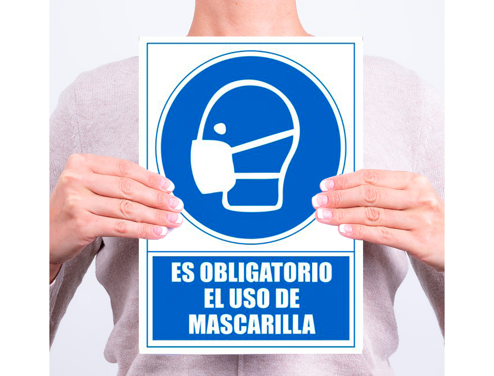 PICTOGRAMA ARCHIVO 2000 OBRIGATORIO O USO DE MASCARA PVC COR AZUL 210X297 MM
