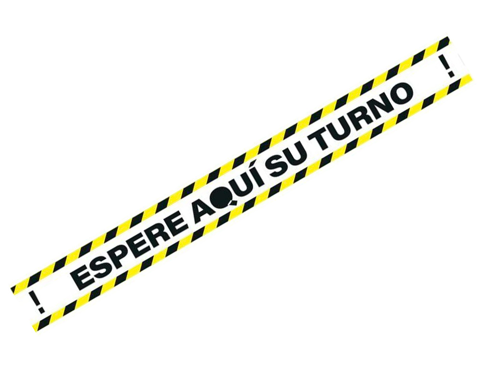 PICTOGRAMA ARCHIVO 2000 ESPERE PELO SEU TURNO MANTENHA A DISTANCIA DE SEGURANCA VINIL ADESIVO AMARELO 100X700 MM
