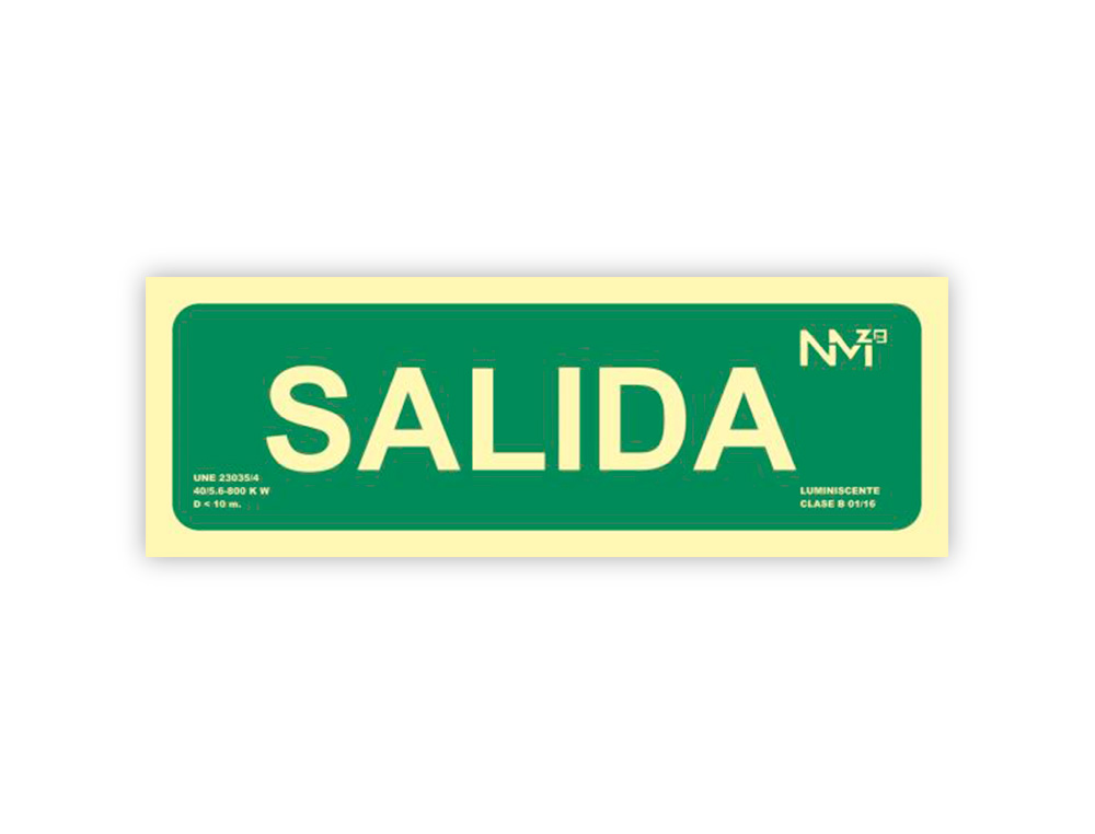 PICTOGRAMA ARCHIVO 2000 SAIDA PVC VERDE LUMINISCENTE 300X105 MM PACK DE 2 UNIDADES