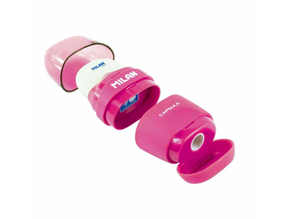 APARA LAPIS MILAN CAPSULE PLASTICO 1 USO COM BORRACHA + 2 RECARGAS DE BORRACHA