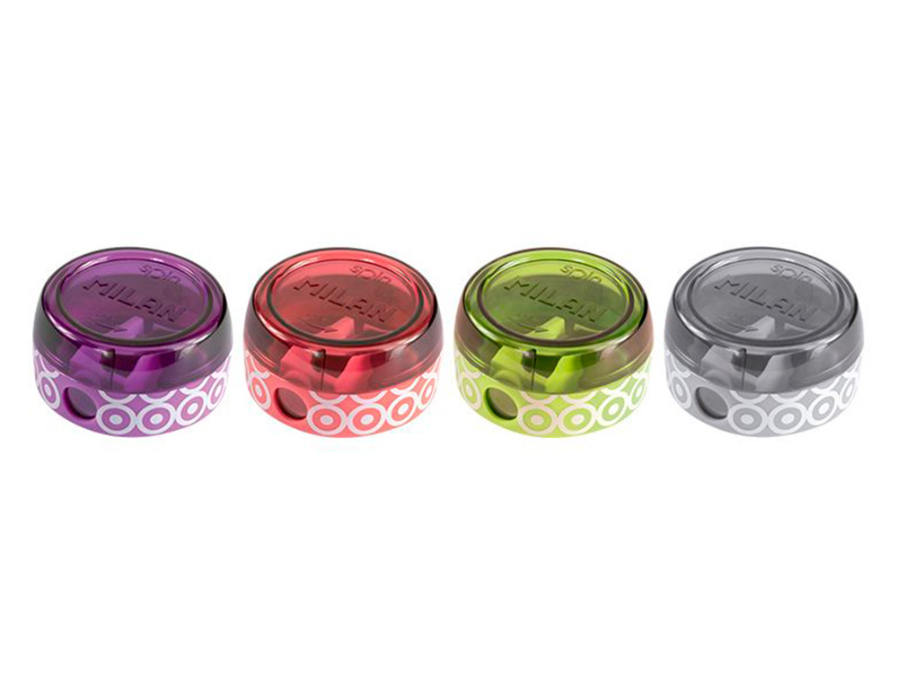 APARA LAPIS MILAN SPIN PLASTICO 1 USO + 4 BORRACHAS 430