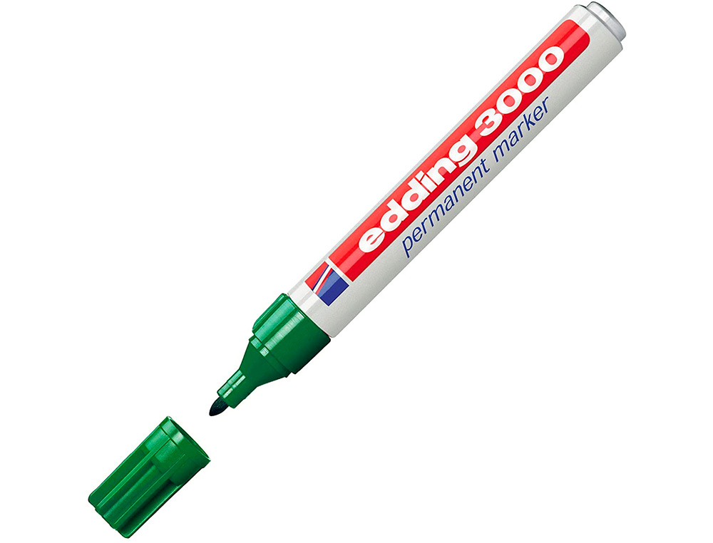 MARCADOR EDDING MARCADOR PERMANENTE 3000 N.4 VERDE PONTA REDONDA 1,5-3 MM BLISTER DE 1 UNIDADE