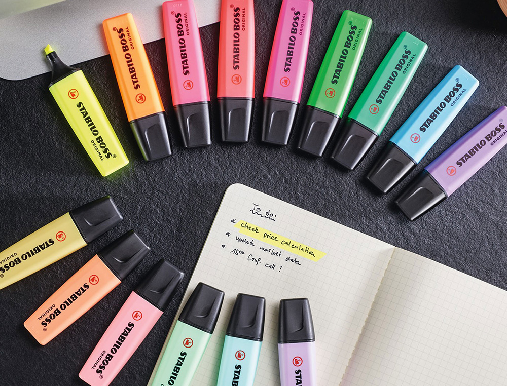 MARCADOR FLUORESCENTE STABILO BOSS 70 DESKSET ESTOJO DE 23 UNIDADES CORES SORTIDAS