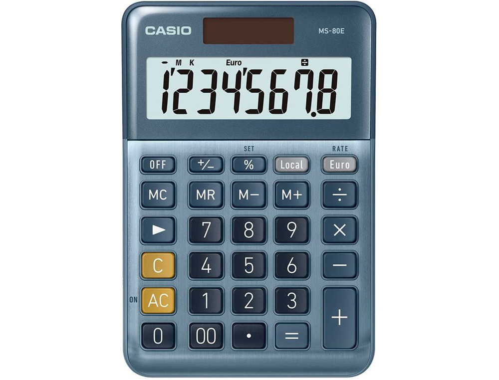 CALCULADORA CASIO MS-80E SECRETARIA 8 DIGITOS TX +/- TECLA DUPLO ZERO COR AZUL
