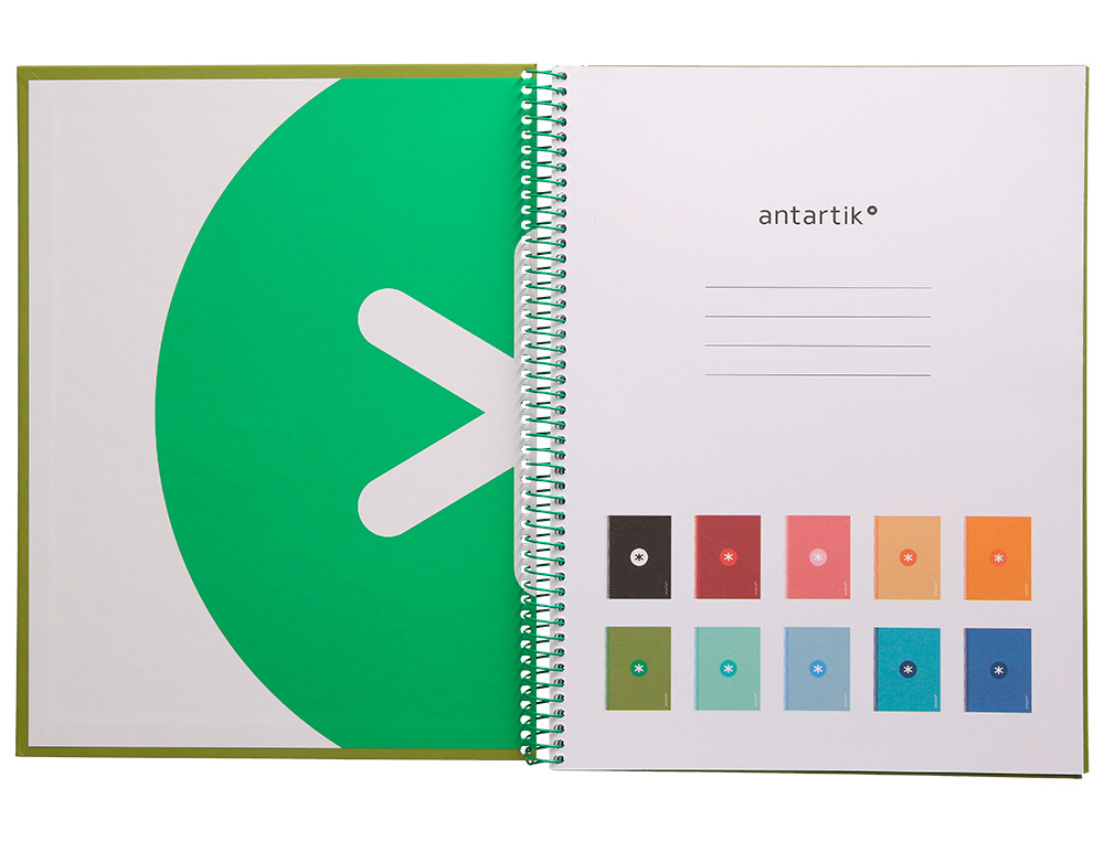 CADERNO ESPIRAL A4 MICRO ANTARTIK CAPA FORRADA 80F 90 GR HORIZONTAL 1 BANDA 4 FUROS COR VERDE