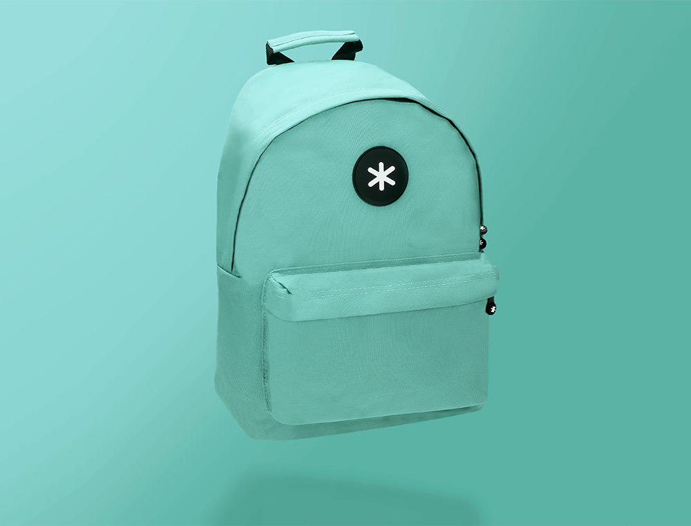 MOCHILA ANTARTIK COM ASA E BOLSO COM FECHO COR VERDE MENTA 310X160X410 MM