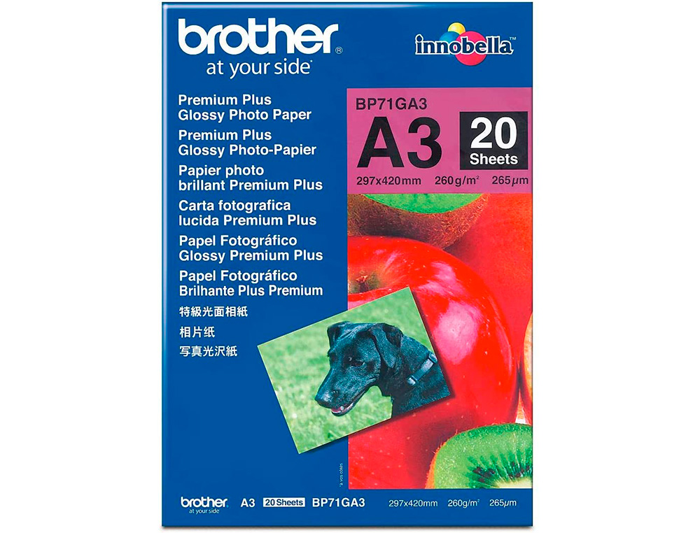 PAPEL FOTO BROTHER BRILHANTE A3 260 GR EMBALAGEM DE 20 FOLHAS