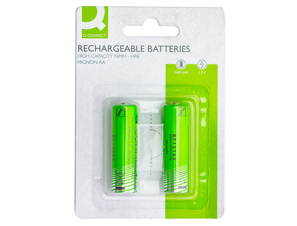 PILHA Q-CONNECT ALCALINA AA 2600 MAH RECARREGAVEL BLISTER DE 2 UNIDADES