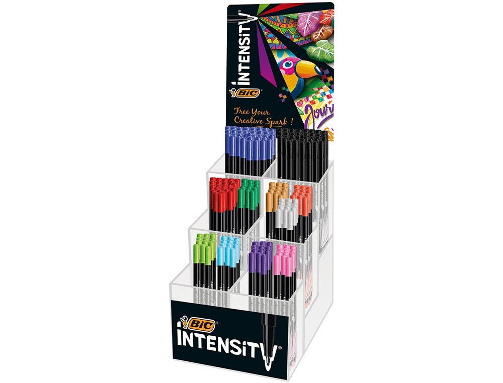 MARCADOR BIC INTENSITY FINE PONTA DE FIBRA 0,4 MM EXPOSITOR 192 UNIDADES CORES SORTIDAS 160X130X345 MM