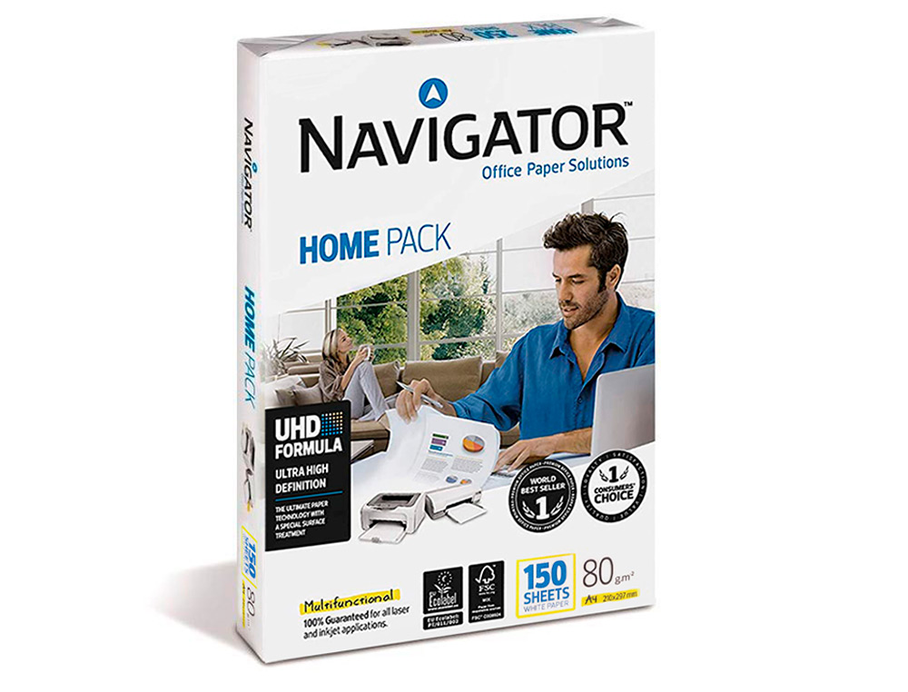 PAPEL FOTOCOPIA NAVIGATOR DIN A4 80 GR EMBALAGEM DE 150 FOLHAS