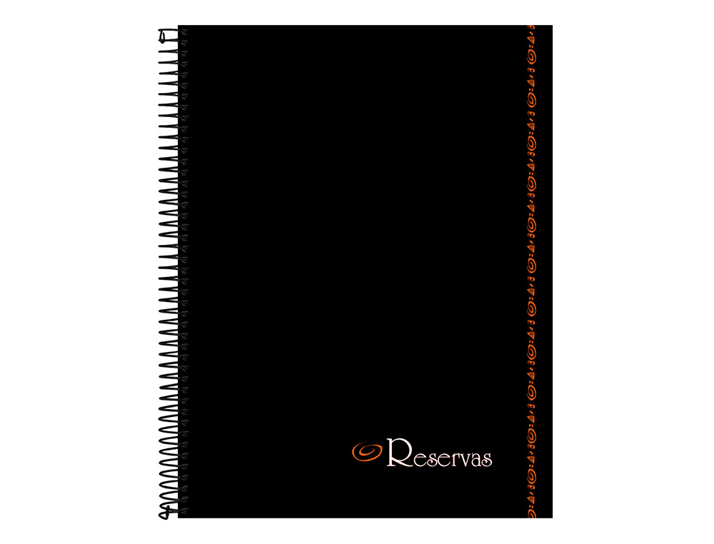 LIVRO DE RESERVAS LIDERPAPEL RESTAURANTE COM ESPIRAL DIN A4 80 FOLHAS PAPEL 80 GR CAPA COR PRETO TEXTO EM PORTUGUES