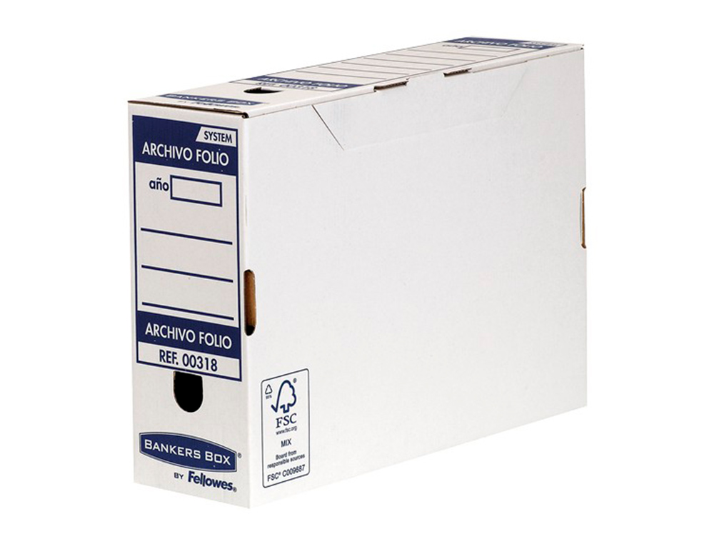 CAIXA PARA ARQUIVO MORTO FELLOWES FOLIO CARTAO RECICLADO 100% LOMBADA 100 MM MONTAGEM AUTOMATICA COR AZUL