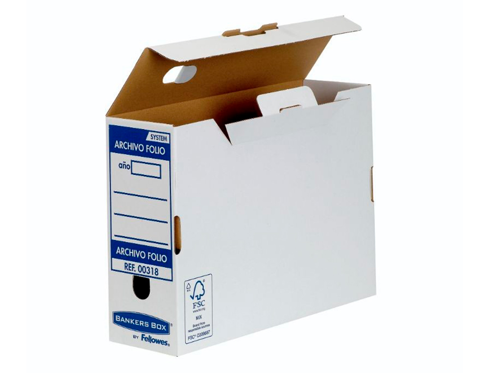 CAIXA PARA ARQUIVO MORTO FELLOWES FOLIO CARTAO RECICLADO 100% LOMBADA 100 MM MONTAGEM AUTOMATICA COR AZUL
