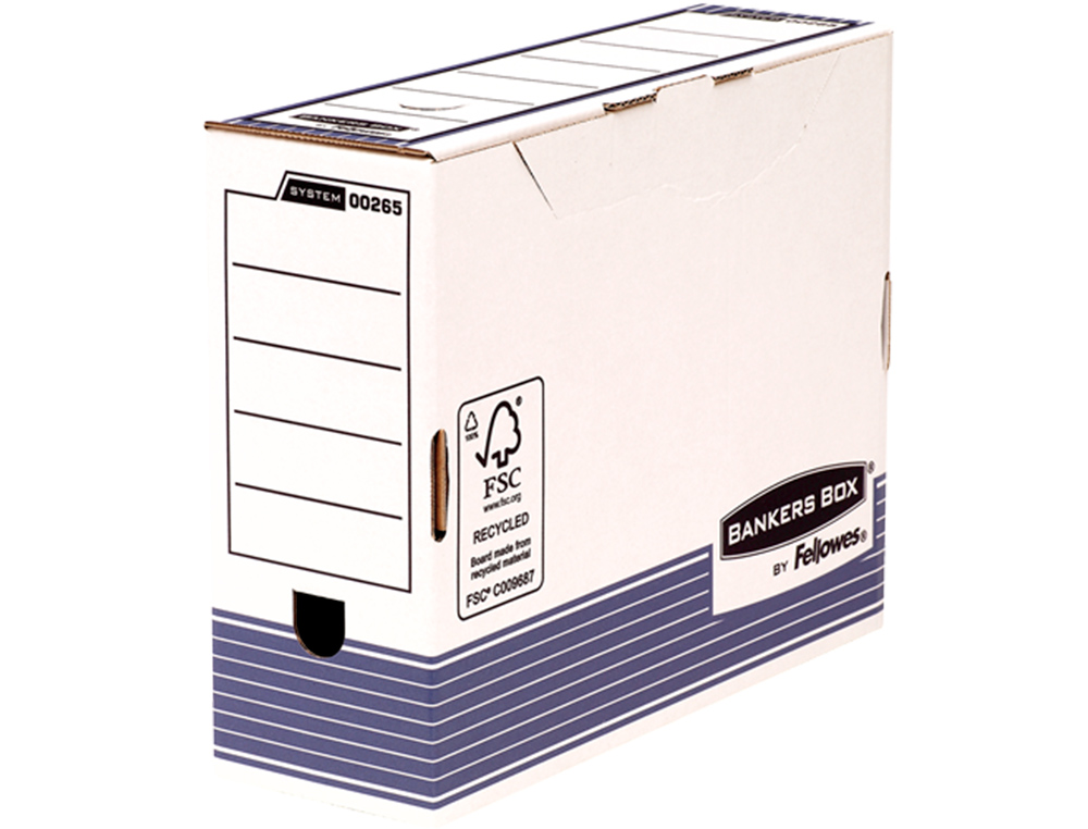 CAIXA PARA ARQUIVO MORTO FELLOWES A4 CARTAO RECICLADO 100% LOMBADA 100 MM MONTAGEM AUTOMATICA COR AZUL