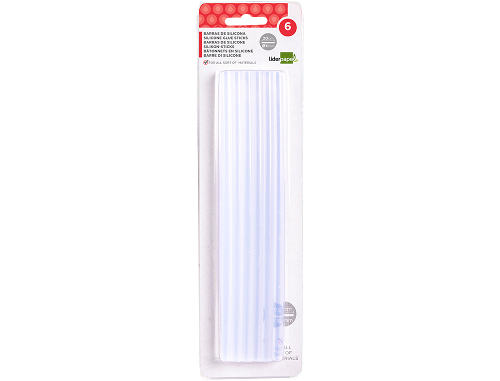 BARRA COLA TERMOFUSIVEL LIDERPAPEL 11 MM DIAMETRO X 200 MM COMPRIMENTO BLISTER DE 6 UNIDADES