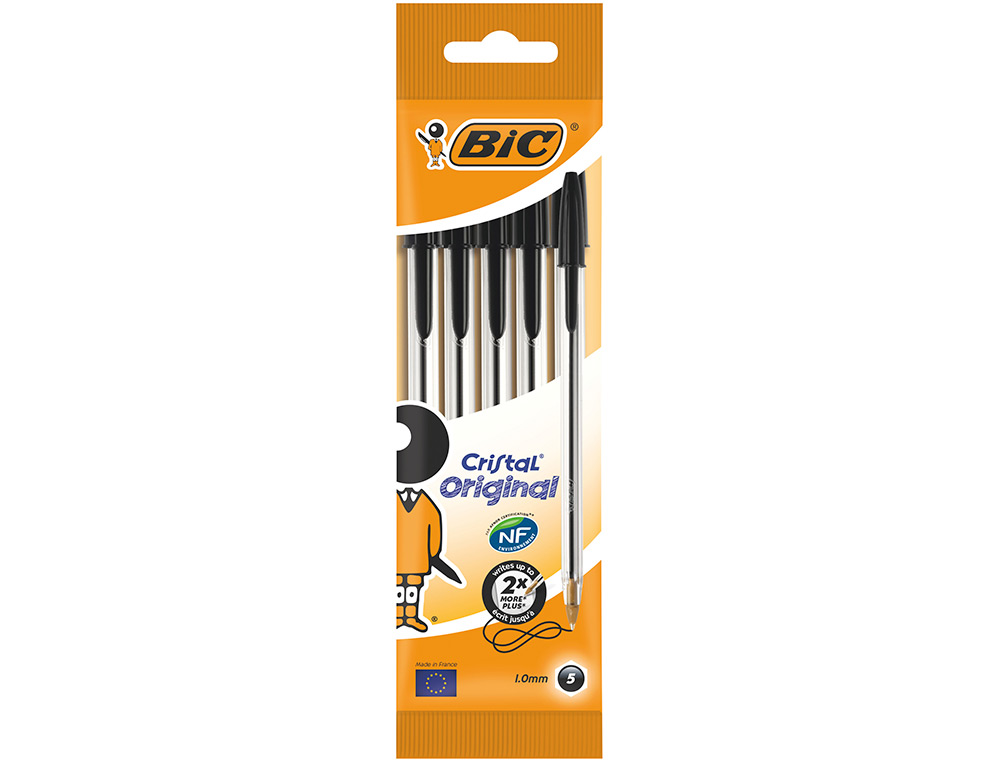 ESFEROGRAFICA BIC CRISTAL MEDIUM PRETO BOLSA DE 5 UNIDADES