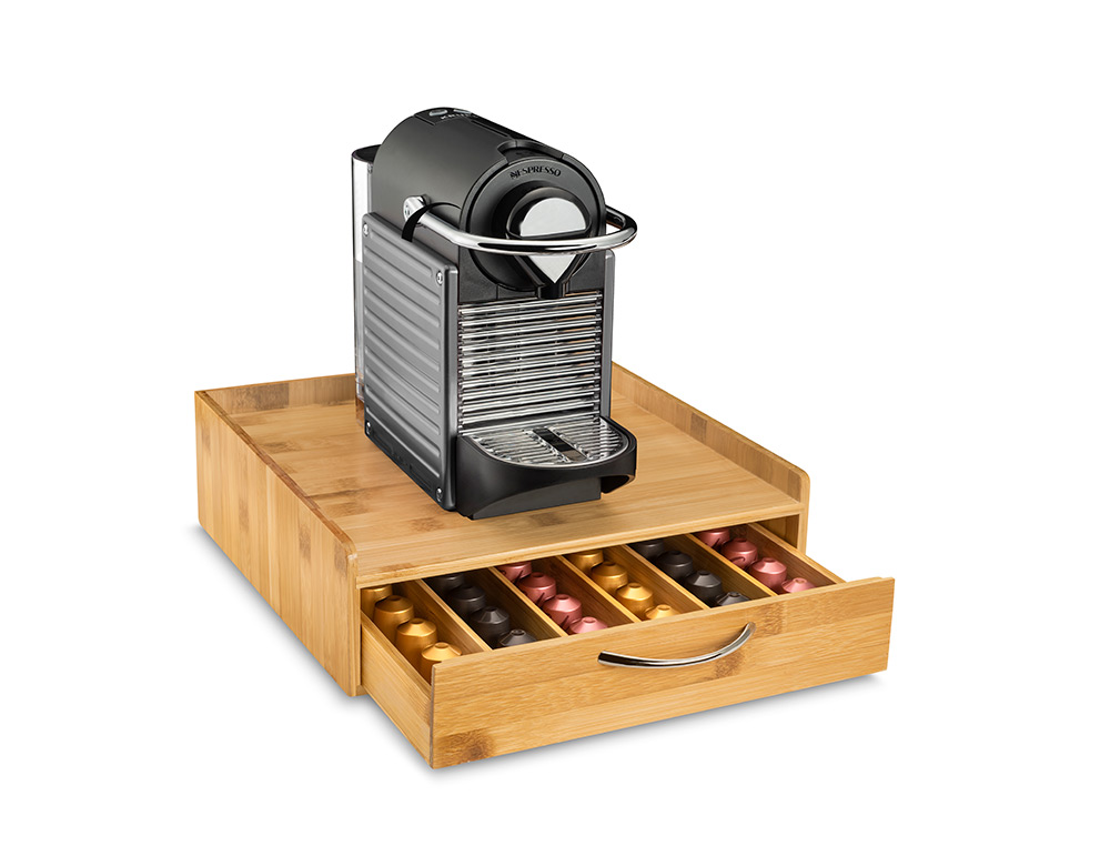 SUPORTE PARA CAPSULAS DE CAFE CEP SILVA BAMBU 1 GAVETA 305X326X98 MM