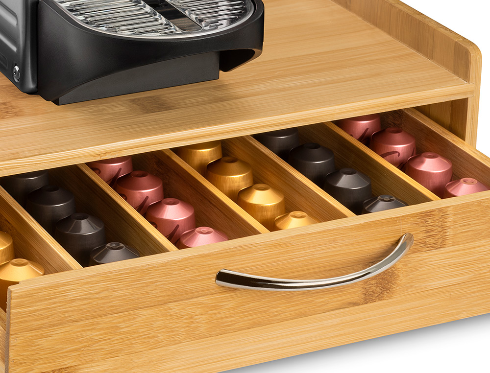 SUPORTE PARA CAPSULAS DE CAFE CEP SILVA BAMBU 1 GAVETA 305X326X98 MM