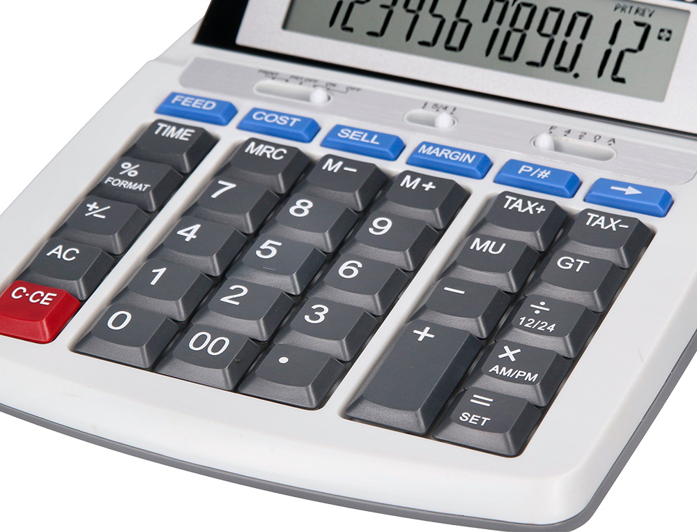 CALCULADORA LIDERPAPEL DE SECRETARIA COM IMPRESSORA ECRA PAPEL 12 DIGITOS IMPRESSAO BICOLOR BRANCA 235X155X62 MM