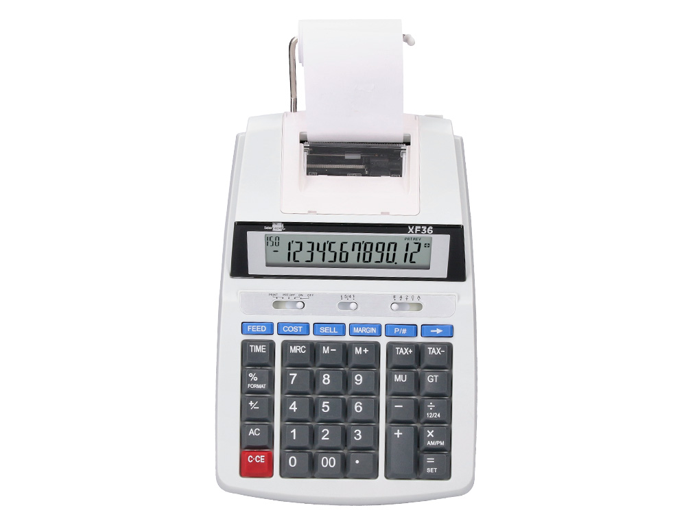 CALCULADORA LIDERPAPEL DE SECRETARIA COM IMPRESSORA ECRA PAPEL 12 DIGITOS IMPRESSAO BICOLOR BRANCA 235X155X62 MM