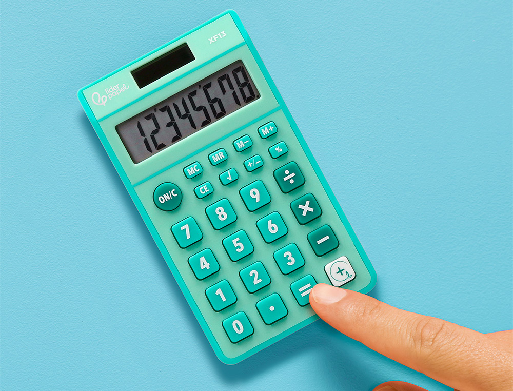 CALCULADORA LIDERPAPEL DE BOLSO XF13 8 DIGITOS SOLAR E PILHAS COR VERDE 115X65X8 MM