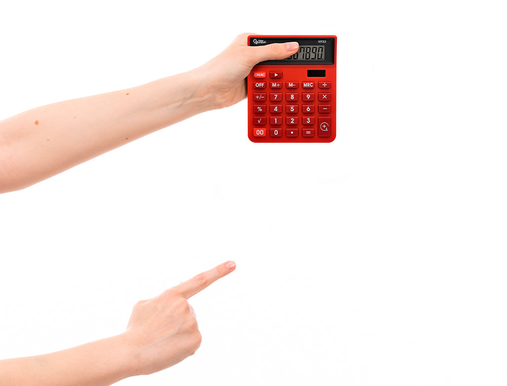 CALCULADORA LIDERPAPEL DE SECRETARIA XF22 10 DIGITOS SOLAR E PILHAS COR VERMELHO 127X105X24 MM