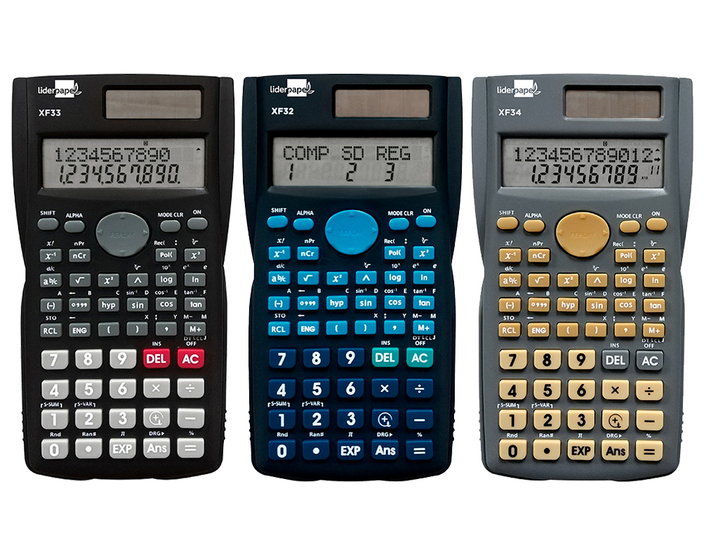 CALCULADORA LIDERPAPEL CIENTIFICA XF35 12 DIGITOS 240 FUNCOES 156X85X20 MM EXPOSITOR DE 10 UDS. CORES SORTIDAS