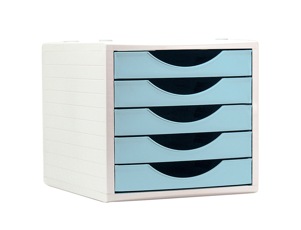 BLOCO CLASSIFICADOR DE GAVETAS ARCHIVO 2000 5 GAVETAS COR AZUL PASTEL 270X340X260 MM